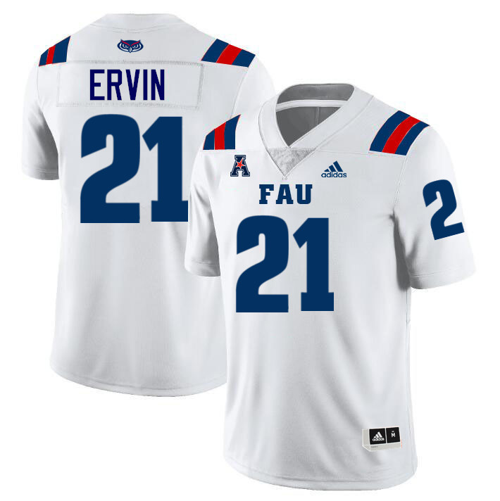 #21 Ethan Ervin FAU Jersey,Florida Atlantic Owls Football Jersey,Uniforms,Gears-White #21 Ethan Ervin FAU Jersey,Florida Atlantic Owls Football Jersey,Uniforms,Gears-White